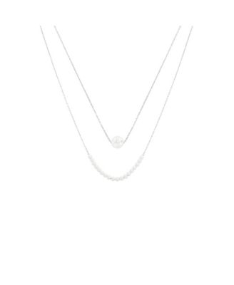 18K Gold Plated Sterling Silver Perfect Pearl Pair Necklace Set Holiday Gift Idea