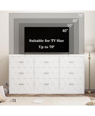 9-Drawer Dresser, 63'' Modern Wooden Storage Chest of Drawers