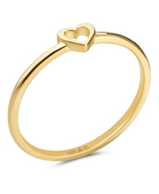 Open Heart Ring in 14K Gold, approx. 1.0 grams.