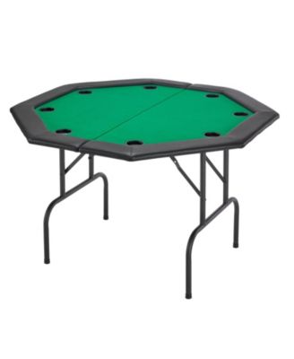 Foldable Poker Table, 48" Octagonal 8-Player Folding Casino Table with Padded Rails and Cup Holders