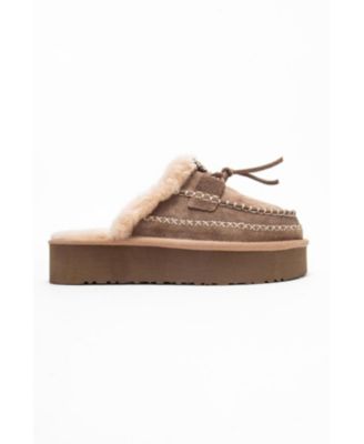 Yalina Leather Platform Moccasin Slippers (Women)