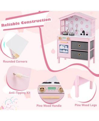 Kids Play Kitchen with Dual Stoves and Turning Knobs