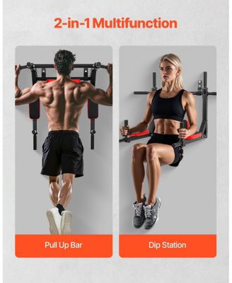 Multifunctional Pull Up Bar, Wall-Mounted Chin Up and Dip Station for Home Gym, 440 lb Capacity