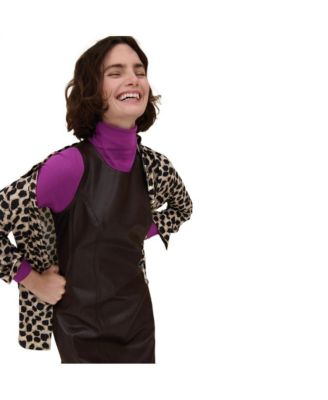 Petite Faux Leather Shift Dress with Princess Seams