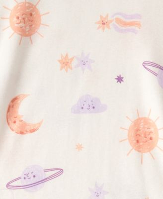 Girls' Toddler 2T-5T Space Constellation Tie-Dye Top and Pajama Pants, 4-Piece Set