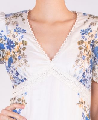 Women's Floral Puff-Sleeve Dress