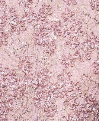 Petite Long Soutache Lace Off-The-Shoulder Ball Gown