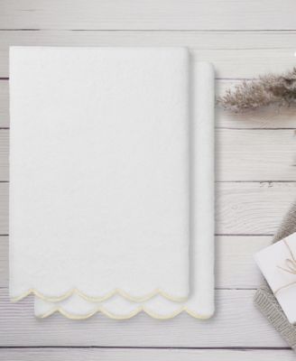 Adornia Scallop Cotton 2-Pc. Bath Towel Set, 27" x 54"