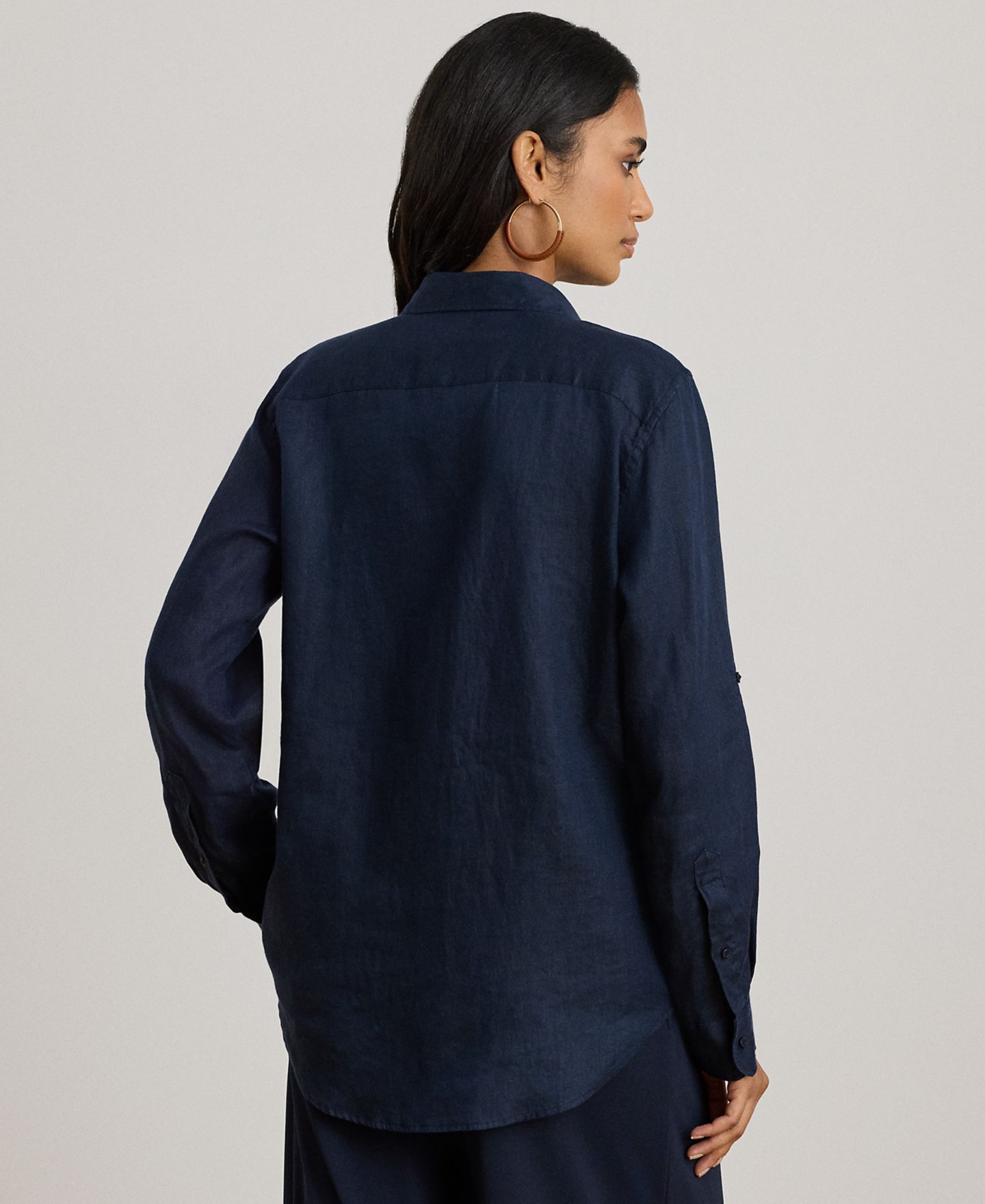 Женская рубашка Lauren Ralph Lauren Linen, цвет: Тёмно-синий — фото 3