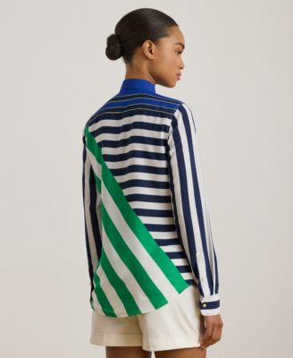 Women's Petite Long-Sleeve Striped Shirt