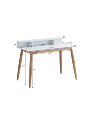 Mid-Century Modern Wood Writing Desk with Hutch, Grey