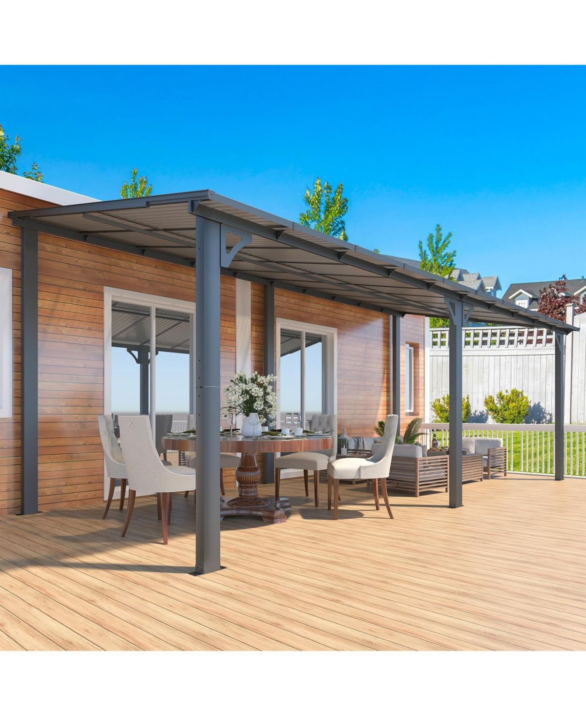 Aecojoy 20'x8' Wall Mounted Gazebos Pergola