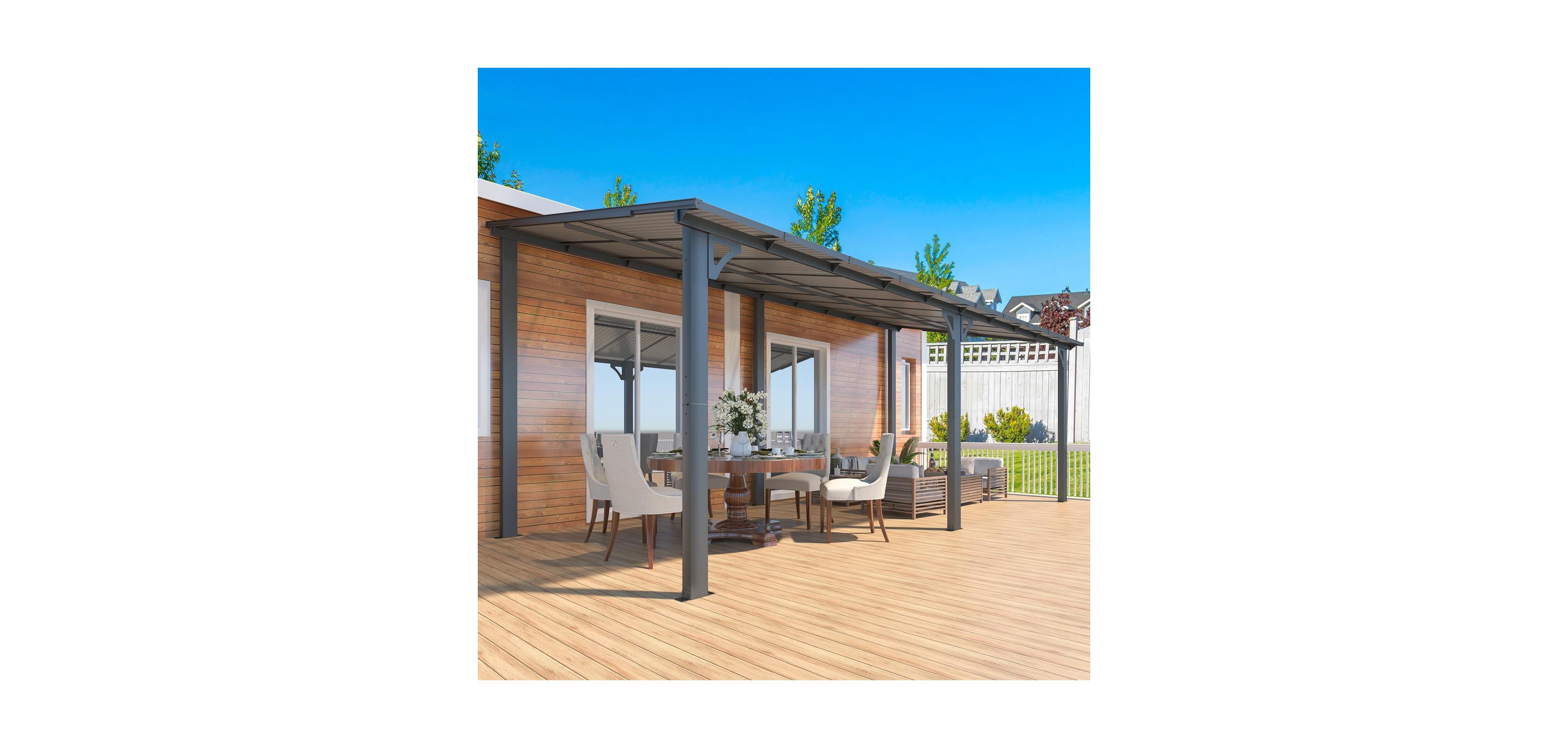 Aecojoy 20'x8' Wall Mounted Gazebos Pergola