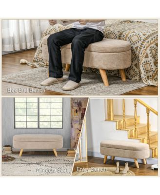 Storage Ottoman Bench, 43.3" Upholste End of Bed Bench,