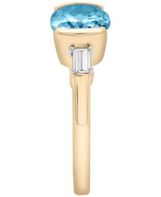 Blue Topaz (2-1/5 ct. t.w.) and White Topaz (1/5 ct. t.w.) Ring in 14k Yellow Gold