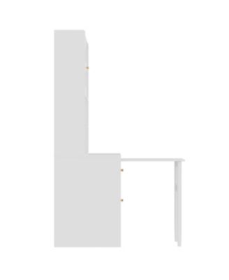 Computer Desk with Rotating Desktop, Storage Drawer & Cabinets