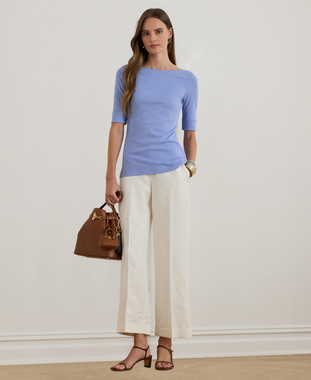 Lauren Ralph Stretch Cotton Boatneck T-Shirt