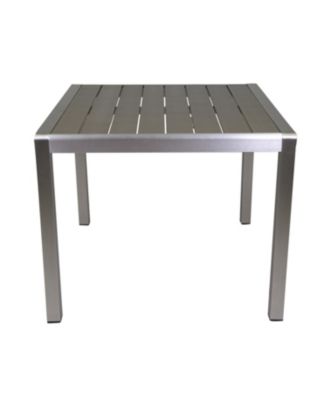 Outdoor Dining Table: Square Gray Faux Wood, 35"