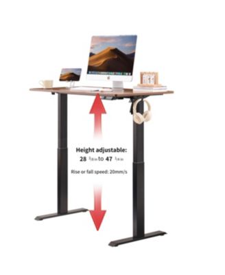 Electric Standing Desk, Adjustable Height, 24x48, Black Frame/Mahogany Top