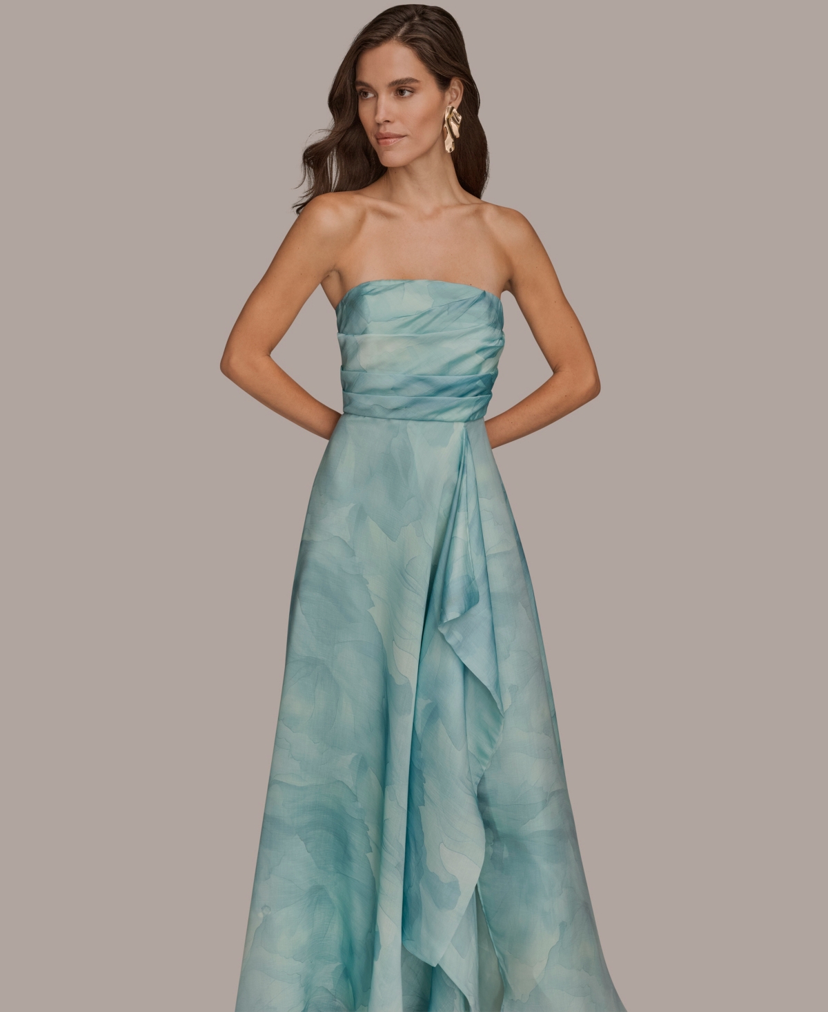 Donna Karan New York Women's Floral Print Strapless Ball Gown