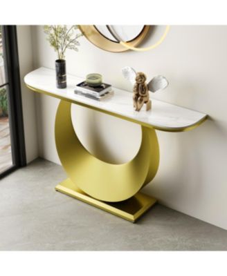 Premium Faux Marble Console Table with Gold Base (120cm/47in
