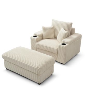 Streamdale Oversized Accent Chair with Ottoman, Modern Comfy Armchair