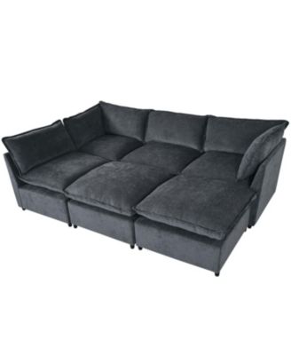 Spacious U-Shape Sectional Sofa with 2 Chaise Lounges and Ottomans