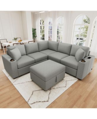 84.7'' Sectional Pull-out Sofa Bed with Ottoman