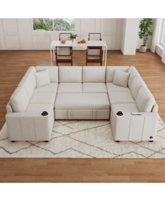 107" Sectional Sofa Bed U-Shape