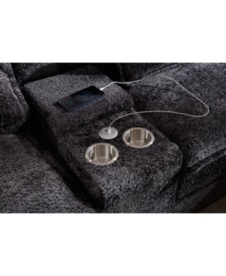 Streamdale Modern U-Shaped Sofa with Console, Cupholders & USB, Gray