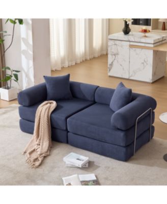 Modular Couch Sofa Bed for Apartment, Convertible Sofa Bed, Blue
