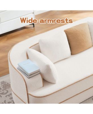 135" Teddy Fabric No Assembly 32D High Density Sponge Boneless Sofa, White