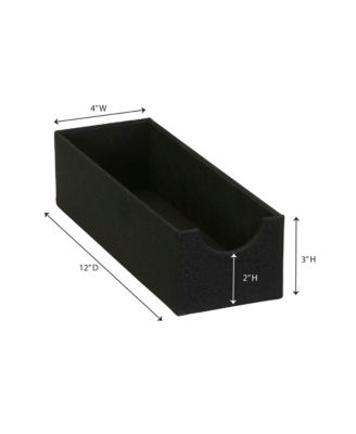 2-Pack of Drawer Organizers, 3” H x 4” W x 12” D, Black Linen
