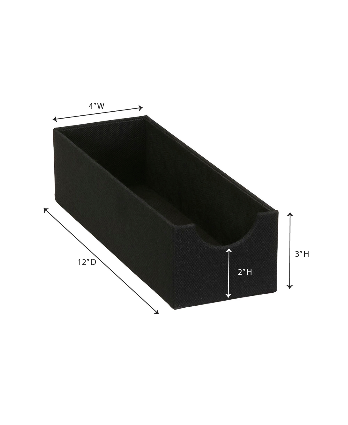 Household Essentials 2-Pack of Drawer Organizers, 3” H x 4” W x 12” D, Black Linen