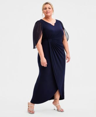 Plus Size Solid Jersey Rhinestone-Trim Maxi Dress