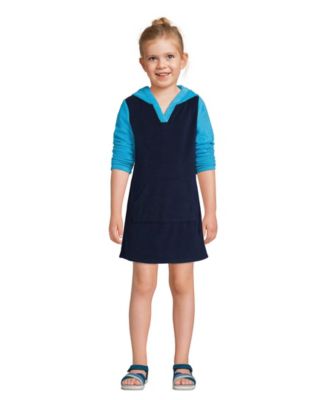 Girls Long Sleeve Hooded Front Pocket Terry Cloth Swimsuit Cover-Up