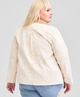 Trendy Plus Size Soutache Zip-Front Jacket