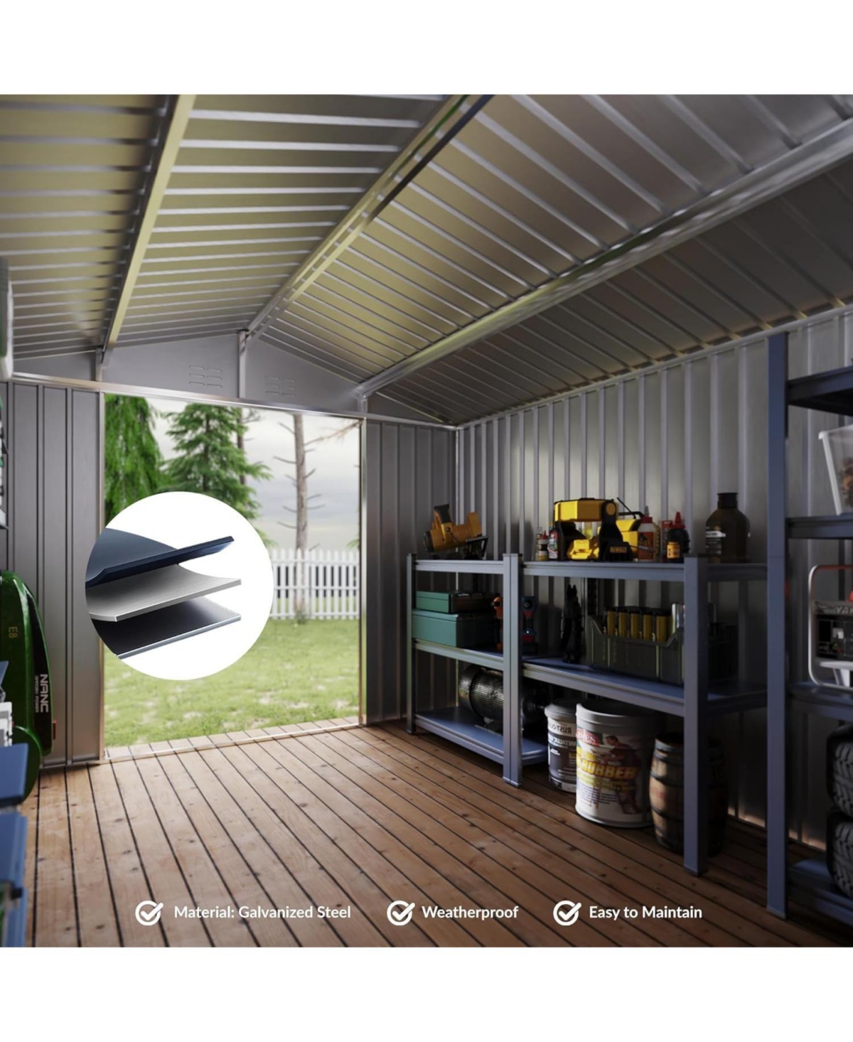 Gaomon 8x12FT Metal Outdoor Storage Shed, Lockable Tool Shed with Sloped Roof for Backyard, Patio, Garage, Lawn