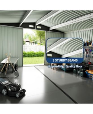 6x8FT Metal Outdoor Storage Shed, Garden Tool Shed Kit with Solar Light, Lockable Door & Air Vent for Backyard