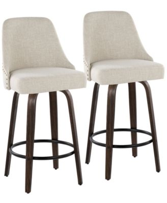 Fabric Studded Marcel Transitional Fixed-Height Counter Stool, Set of 2