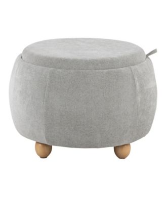 14.75" Fabric Tray Pouf Contemporary Storage Ottoman