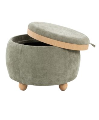 14.75" Fabric Tray Pouf Contemporary Storage Ottoman