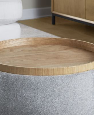 14.75" Fabric Tray Pouf Contemporary Storage Ottoman