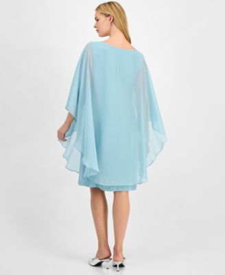 Women's Embellished Keyhole Chiffon Overlay Sheath Dress