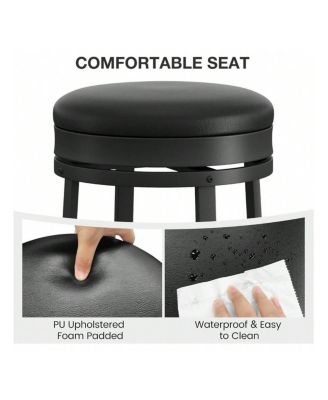 Swivel Bar Stools, 24 Inch Counter Height Bar Stools With Footrest, Pu, For Dining Room, Home Bar