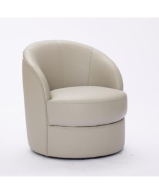 Gream Leather Swivel Chair, 360 Spin, Mid-Century Modern Lounge Chair