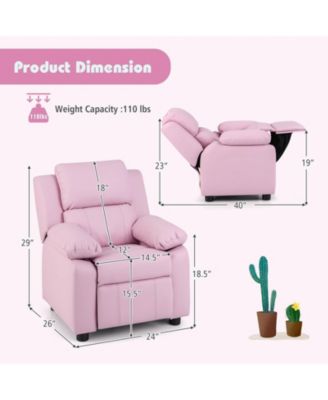 Deluxe Padded Kids Sofa Armchair Recliner Headrest Children w Storage Arms