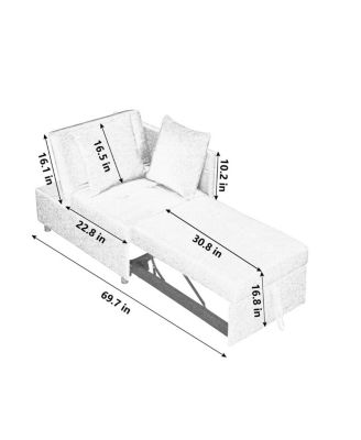 Modern Pull-Out Sleeper Chair Bed with Linen Fabric, Rolling Single Sofa Recliner for Living Room, Apartment, Office & Studio-Maison Boucle