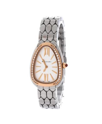 Serpenti Seduttori Quartz Watch in Stainless Steel and Rose Gold with Diamond Bezel 25mm