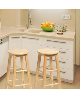 Classic Round-Seat 24" Tall Kitchen Counter Stools, Natural, Set of 2
